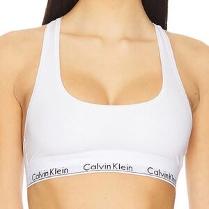 NWT Calvin Klein White Sports Bra with Logo Band